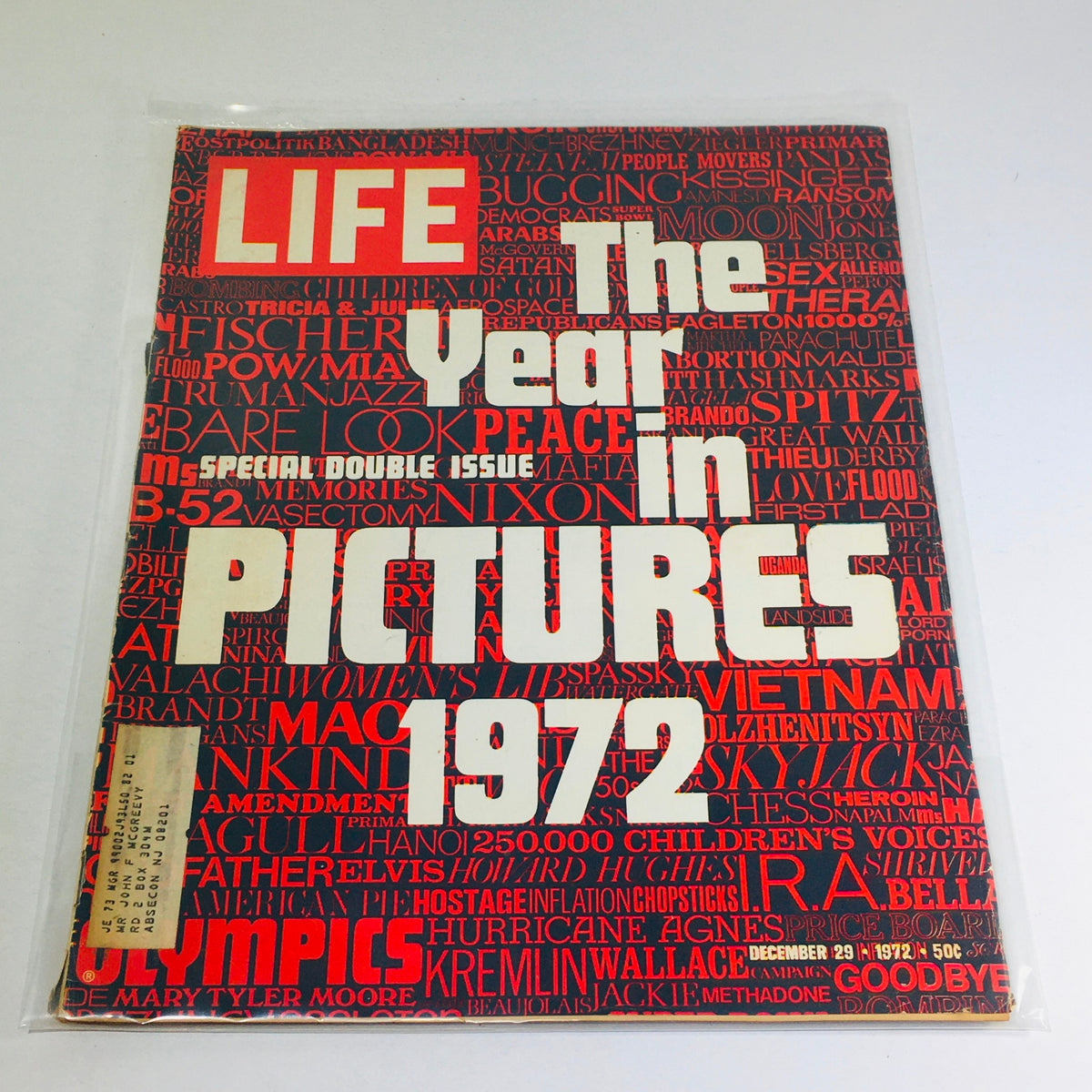 Cover of VTG Life Magazine: December 29, 1972, featuring the title 'The Year in Pictures 1972' with bold text and vibrant colors celebrating notable events of the year.