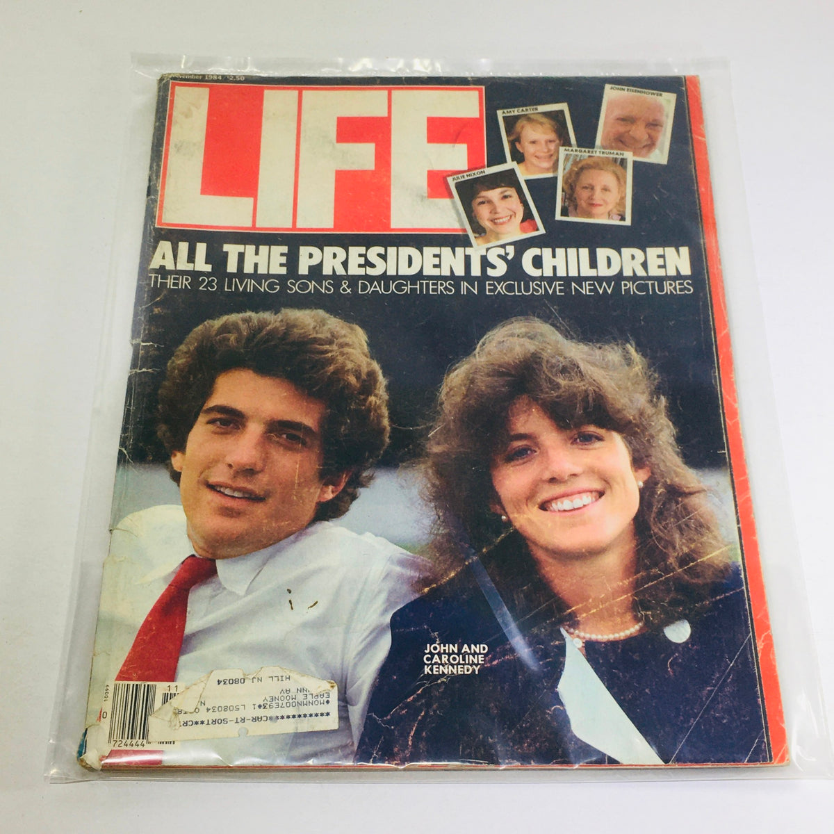 Vintage Life Magazine from November 1984 featuring John and Caroline Kennedy on the cover, highlighting all the President's children.