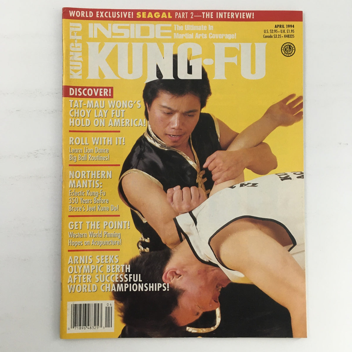 Cover of Inside Kung-Fu Magazine, April 1994, Vol 21 #4, featuring Choy Lay Fut's influence on America with articles on martial arts culture and techniques.