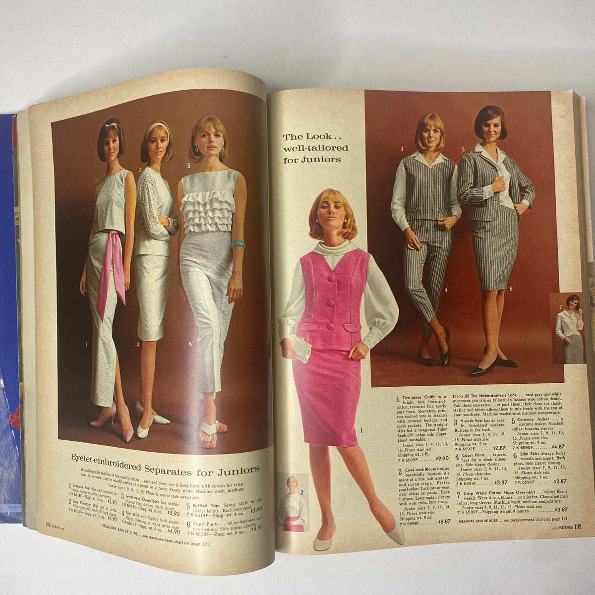 1964 Sears Mr. John Classic Hats Spring - Summer Catalog illustrating well-tailored clothing options for juniors with models in fashionable outfits.