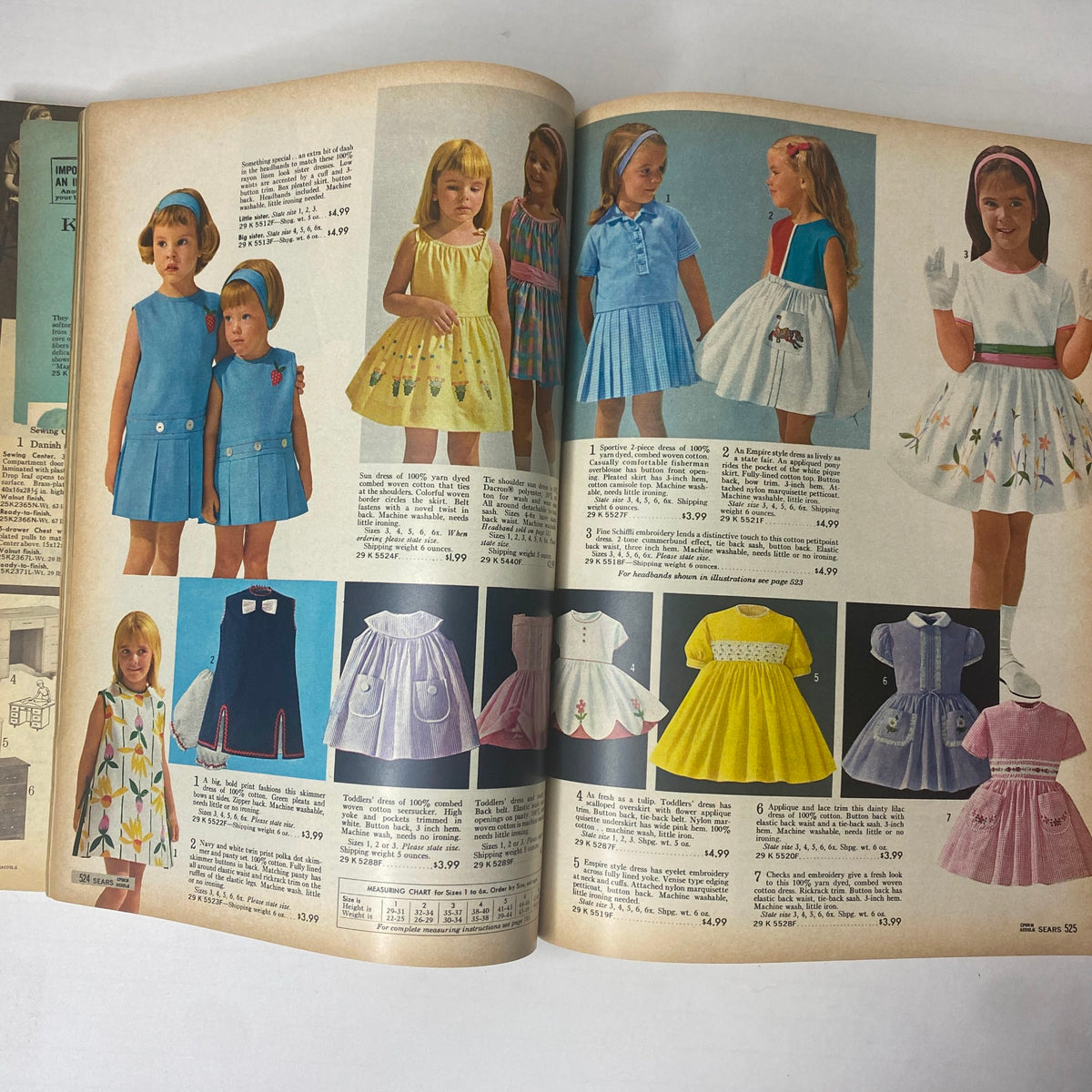 1964 Sears Mr. John Classic Hats Spring - Summer Catalog displaying children's dresses, featuring colorful designs and playful styles reminiscent of mid-20th century fashion.