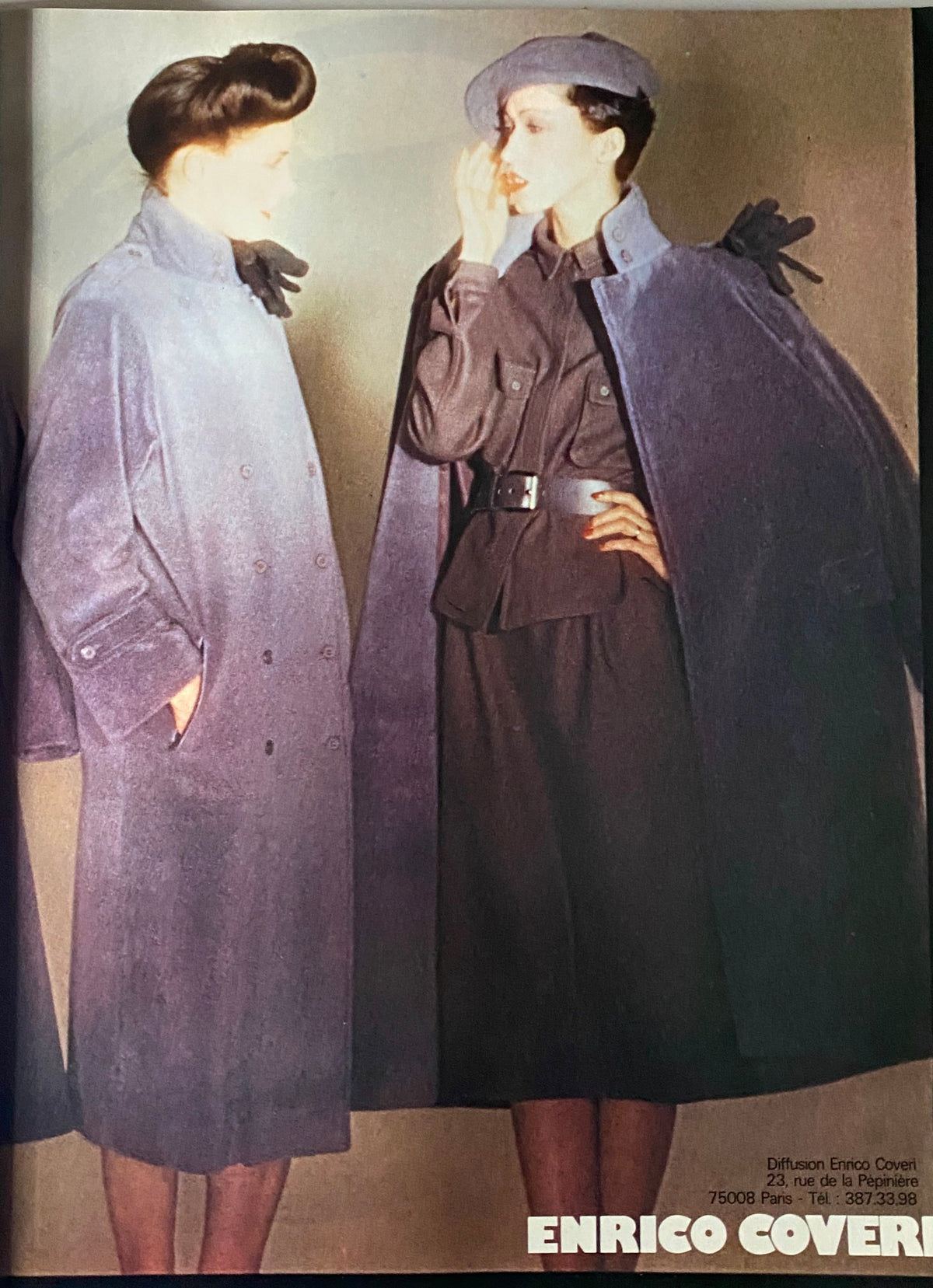 Photography from Vogue Paris Magazine, October 1978, displaying two models in stylish outerwear, embodying the chic fashion aesthetics of the late 1970s.
