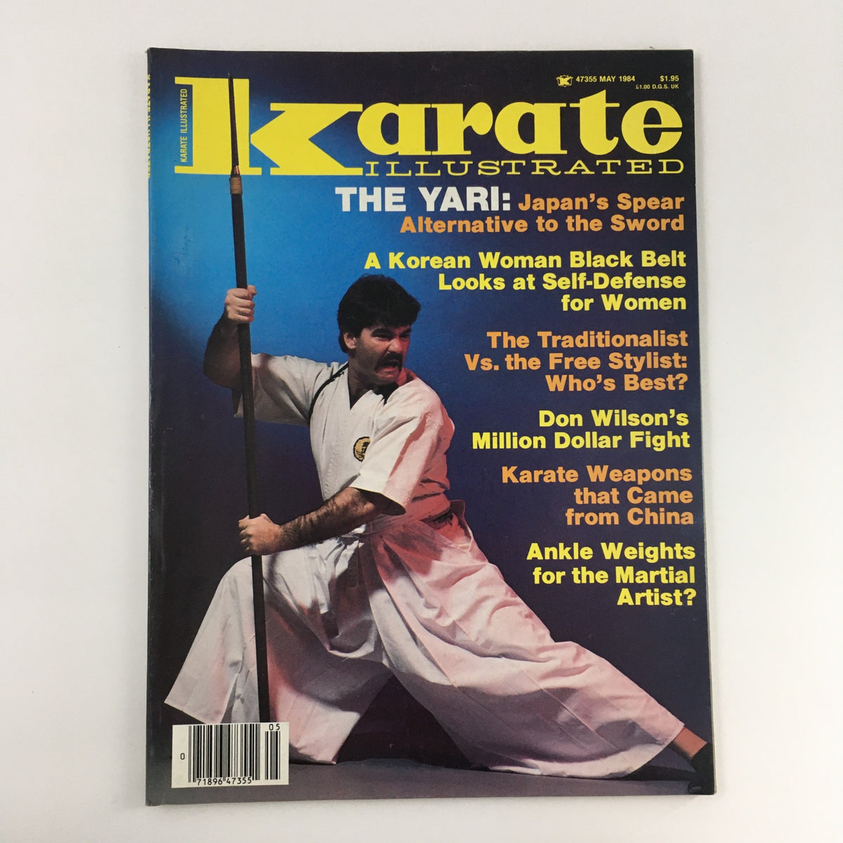 Cover of Karate Illustrated Magazine May 1984, Vol 15 #5 featuring Patrick McCarthy. The magazine showcases martial arts topics including self-defense and weapon techniques.