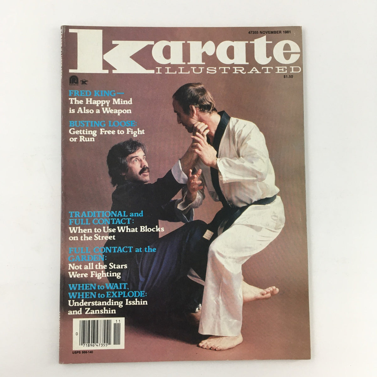 Karate Illustrated Magazine November 1981 Vol 12 #11 with Fred King on the cover featuring articles on traditional karate techniques and strategies.