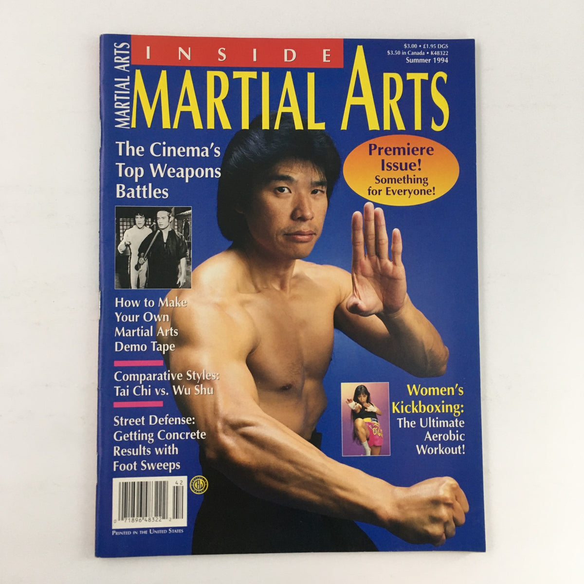 Inside Martial Arts Magazine Summer 1994 featuring Harry Wong on the cover, highlighting martial arts cinema and various articles on self-defense and kickboxing.