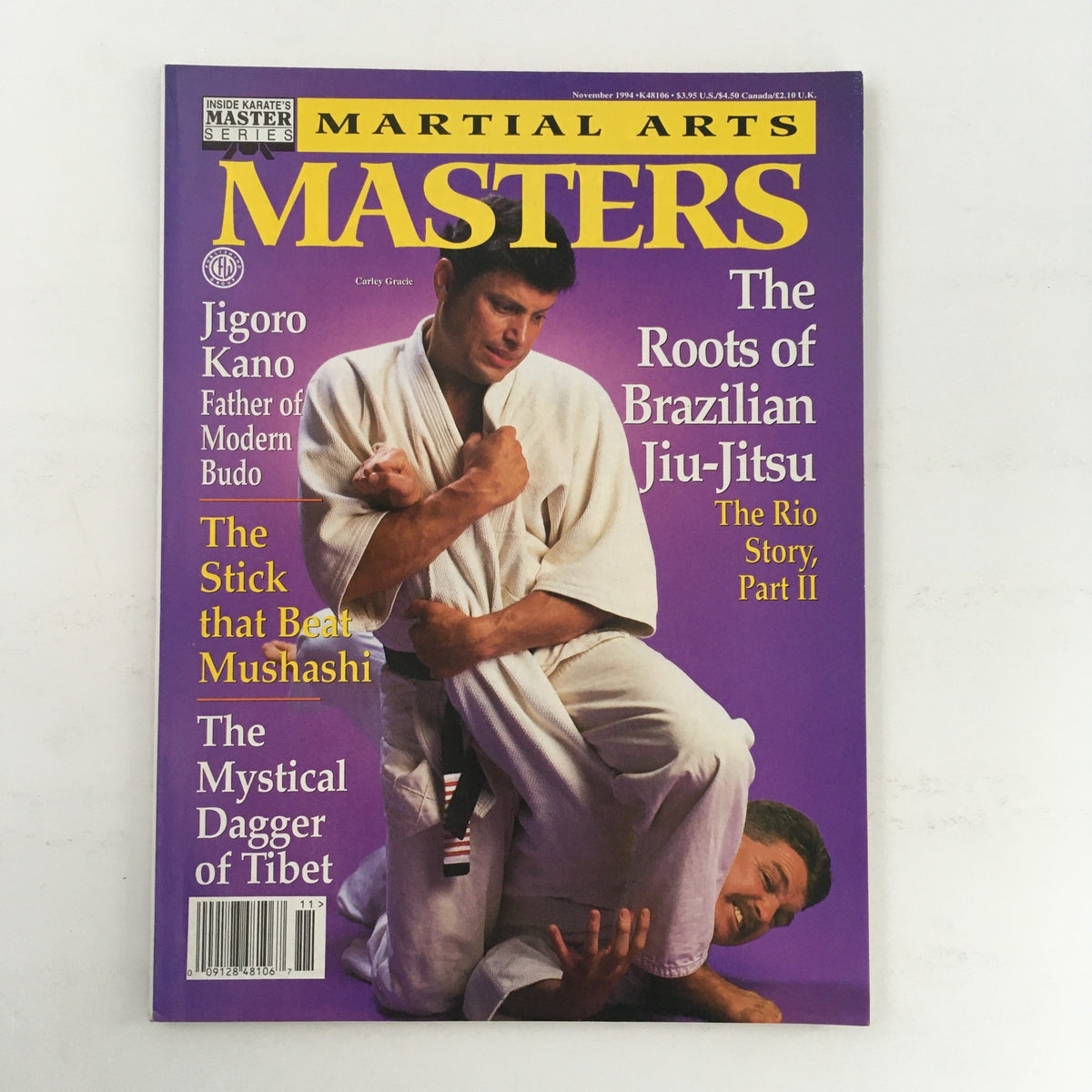 Cover of Martial Arts Masters Magazine November 1994 Vol 2 #12 featuring Carley Gracie. Highlights include articles on Brazilian Jiu-Jitsu and martial arts culture.