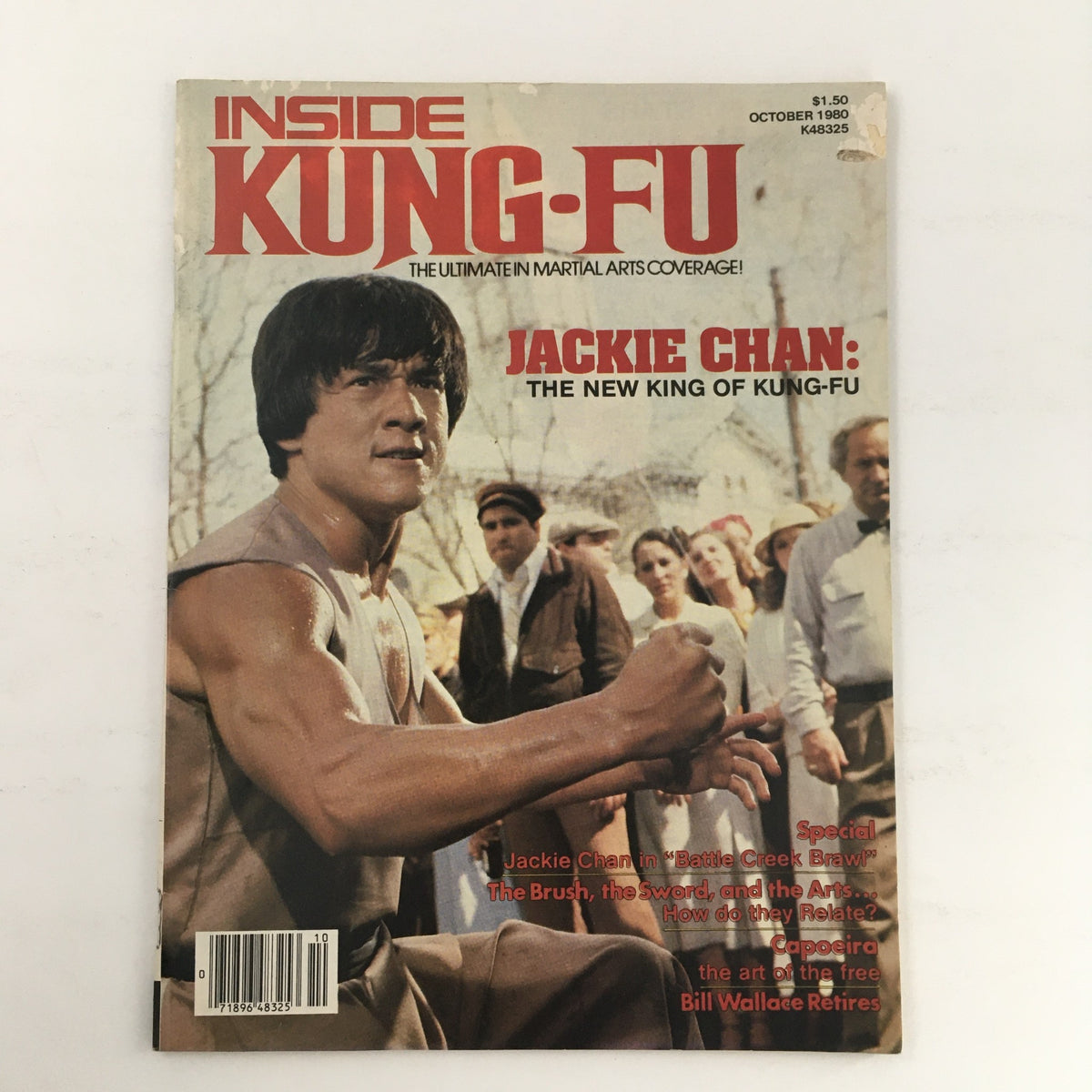 Cover of Inside Kung Fu Magazine October 1980 Vol 6 #10 featuring Jackie Chan as the new king of Kung Fu, showcasing martial arts action and a vintage magazine aesthetic.