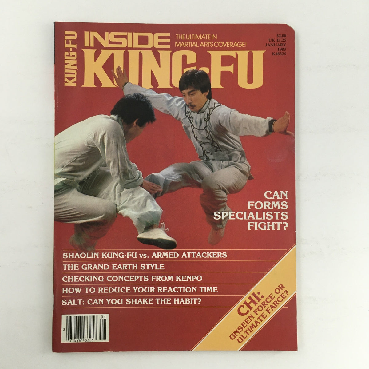 Cover of Inside Kung Fu Magazine January 1983 Vol 10 #1 featuring martial artists in action, examining techniques and skills in martial arts.
