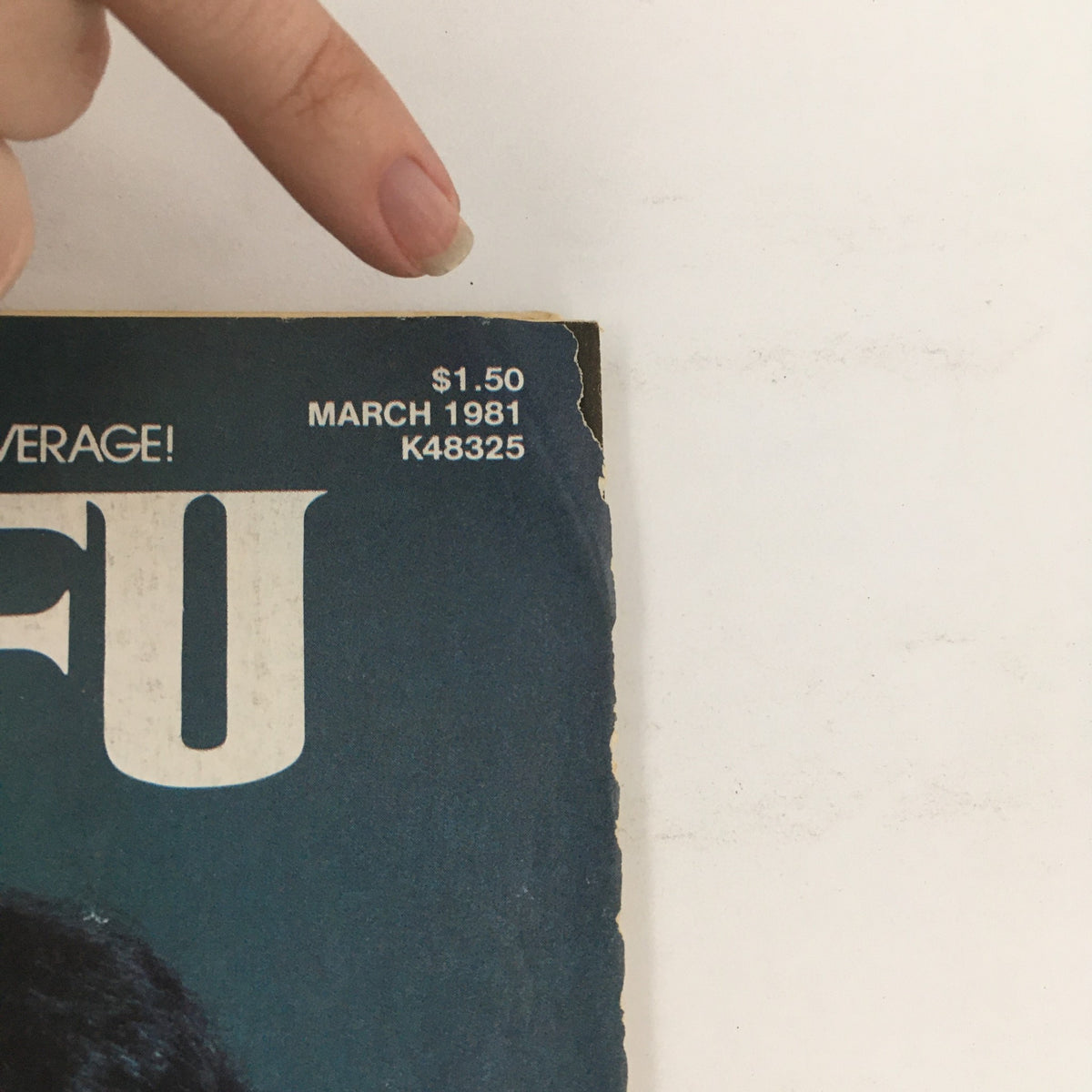 Close-up of the top section of Inside Kung Fu Magazine March 1981 Vol 7 #3, showing the magazine price, date, and issue number.