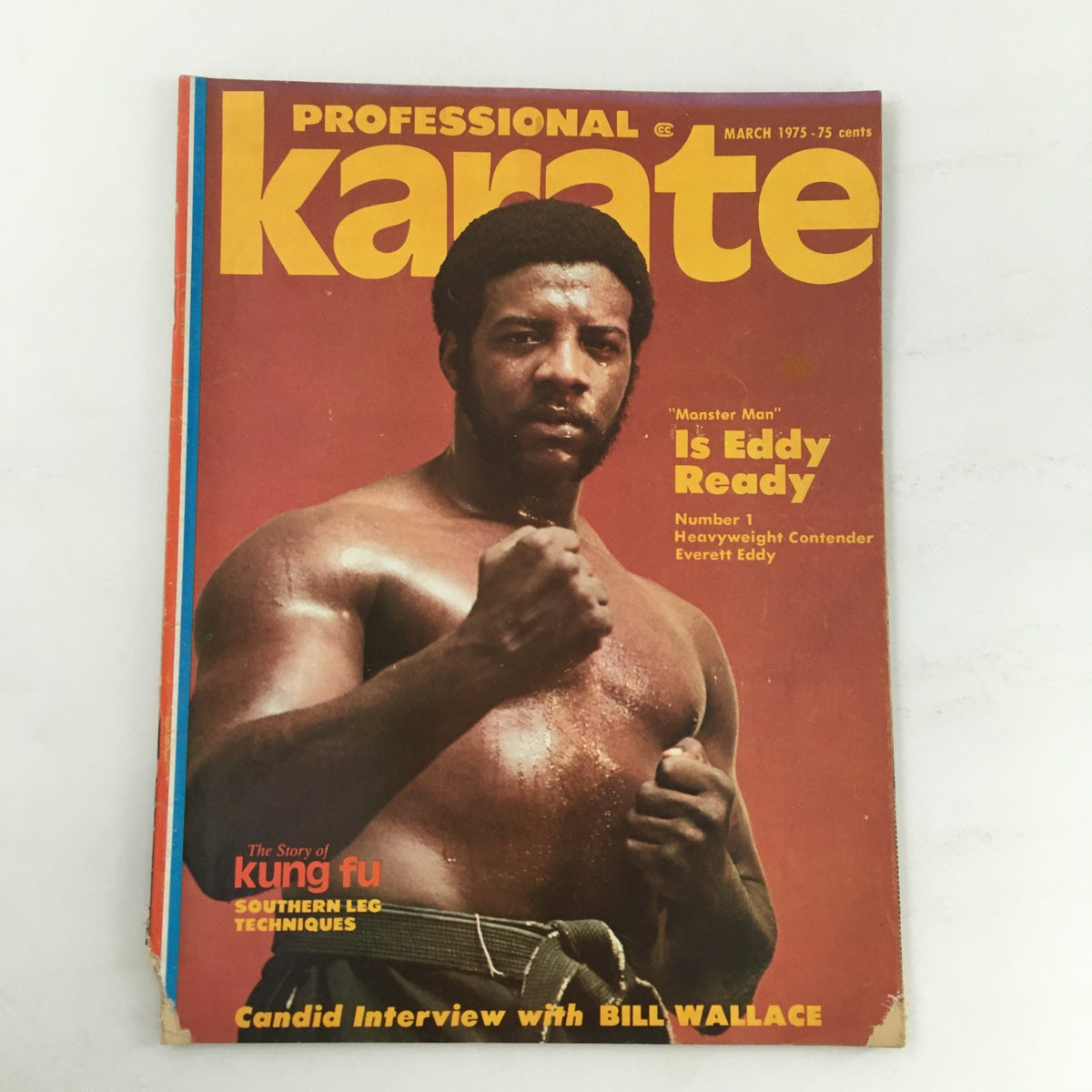 Cover of Professional Karate Magazine March 1975 Vol 2 #2, featuring heavyweight contender Everett Eddy with the headline 'Is Eddy Ready' and a martial arts theme.