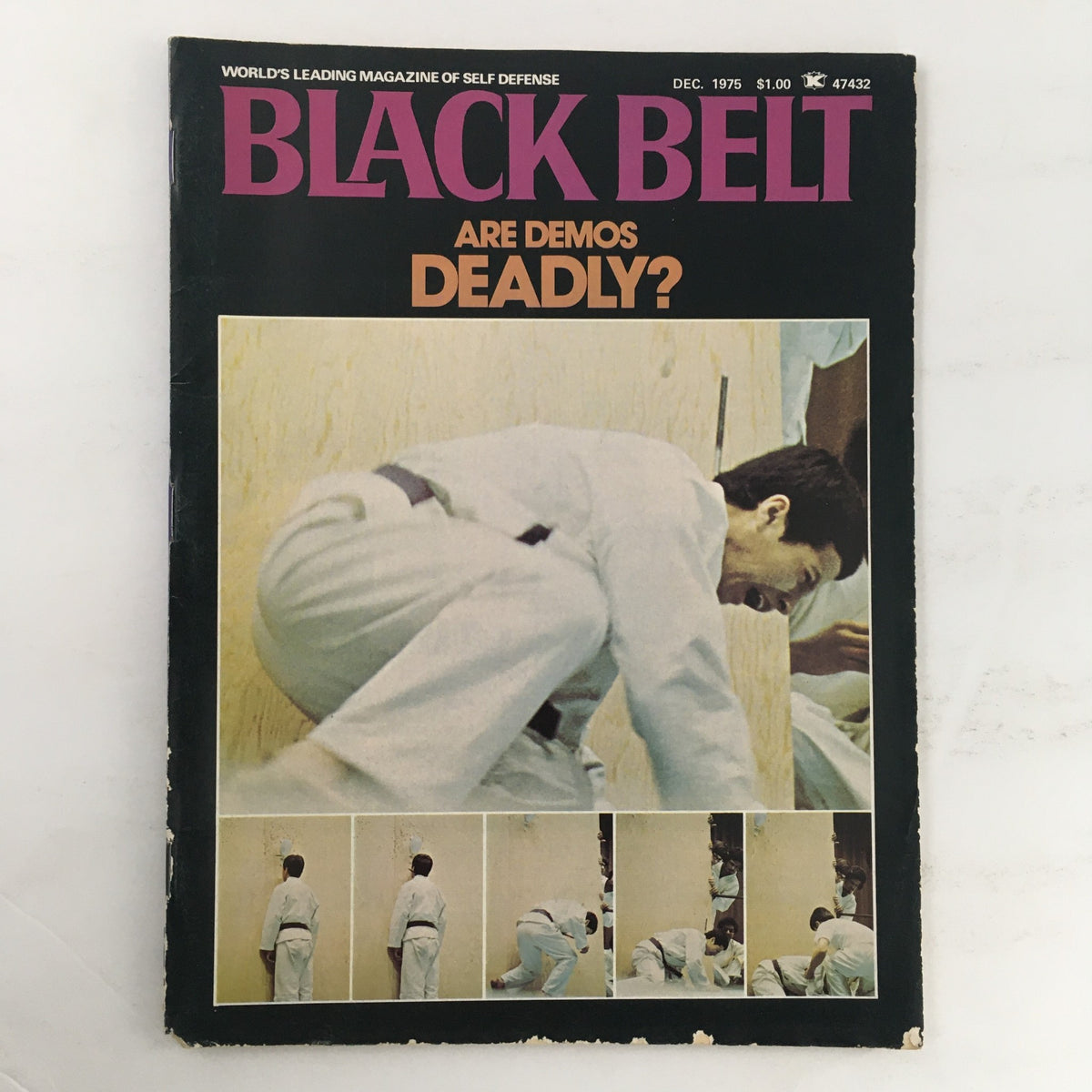 Cover of Black Belt Magazine December 1975 Vol 13 #12 showcasing a martial arts demonstration with headline 'Are Demos Deadly?'. A vintage issue from the world's leading magazine of self-defense.