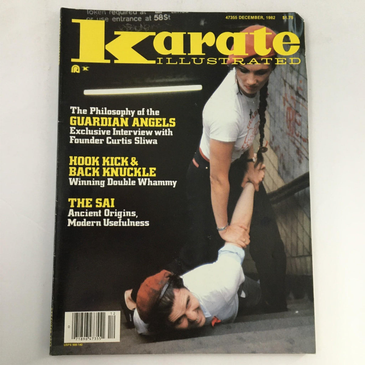 Cover of Karate Illustrated Magazine December 1982 featuring articles on martial arts techniques with a photo focusing on an action scene.
