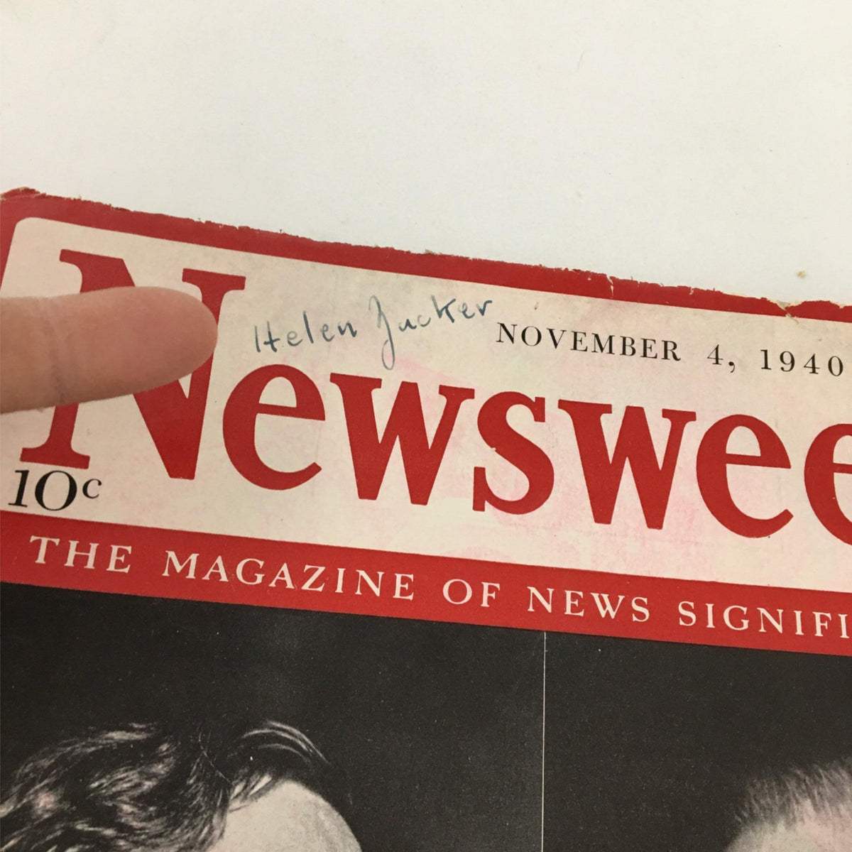 Newsweek Magazine from November 4, 1940 featuring a handwritten note, depicting its vintage condition and historical significance in American election history.
