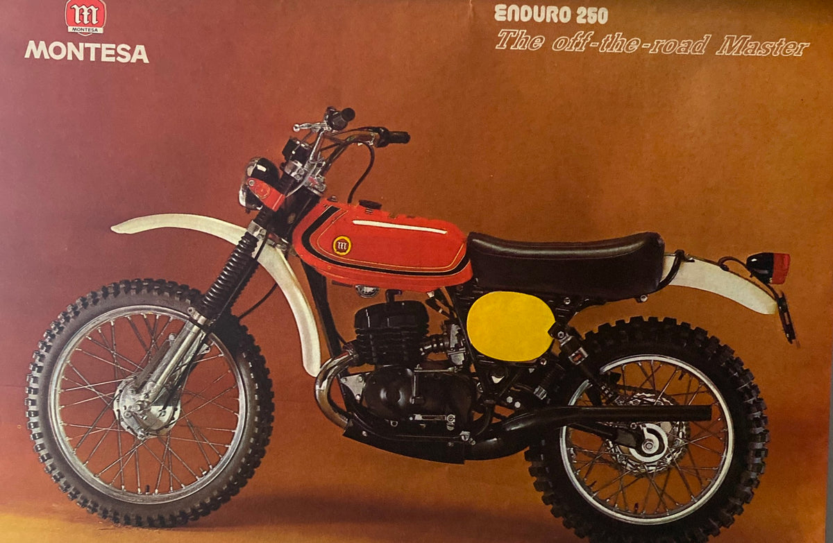 Cycle World Magazine February 1975 featuring Montesa Enduro 250 motorcycle, showcasing vintage design and engineering in off-road bikes.
