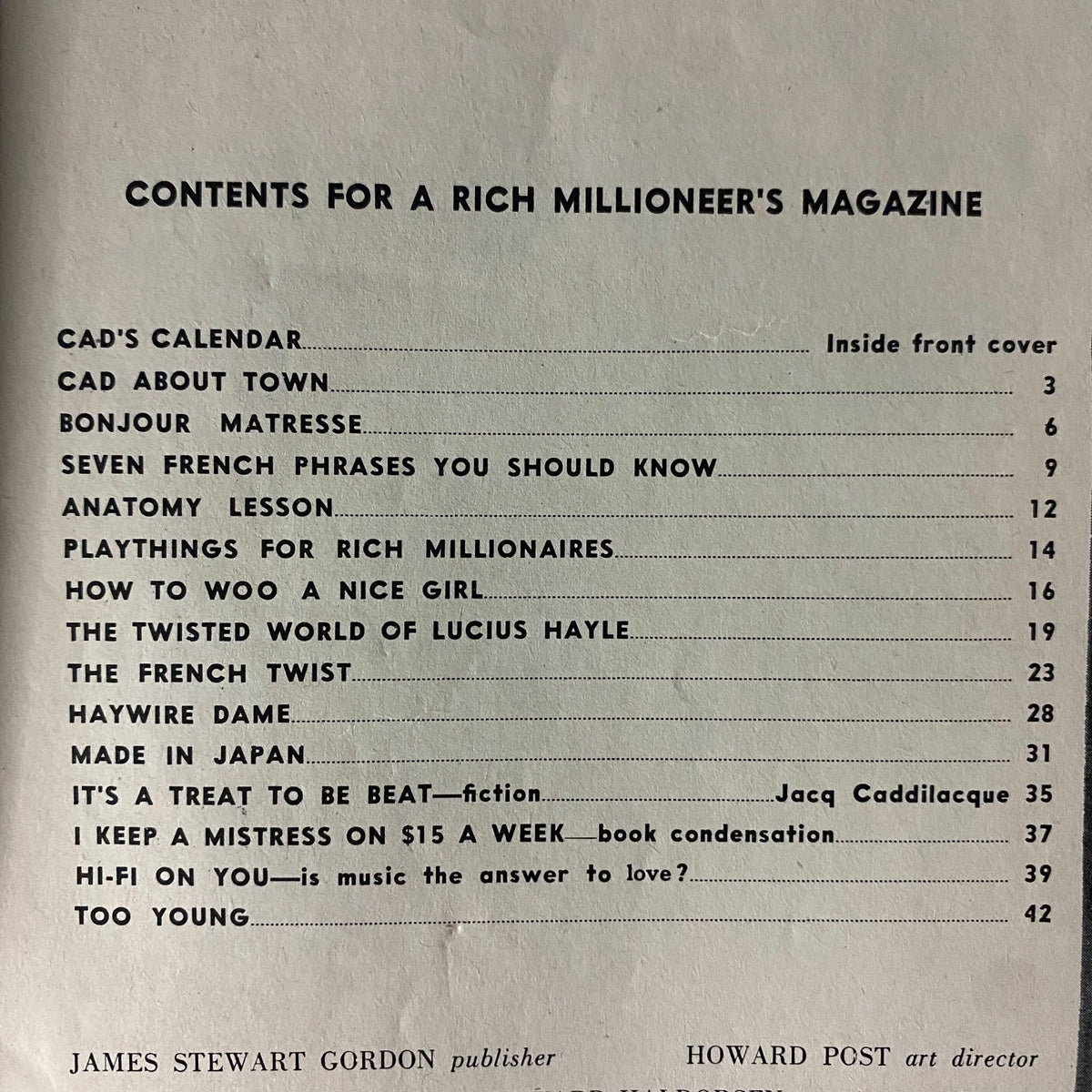 Jackpot Magazine September 1958 The Cad's Companion Bridgette Bardotte GD Interior