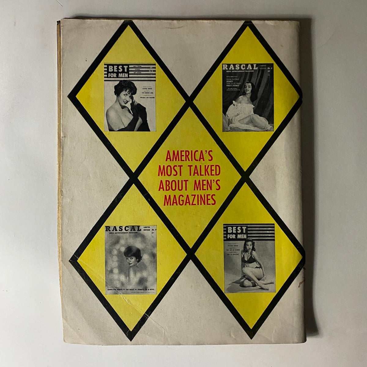 Cover of Best for Men Magazine December 1963 featuring bold graphics and images from other popular men's magazines, highlighting its status as a collector's item.