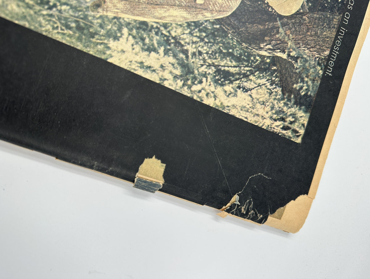 The New York Times Magazine August 25, 1968 Fashions of the Times Cover shows a close-up of a damaged corner with minor tears, illustrating the acceptable reader condition of the vintage magazine.