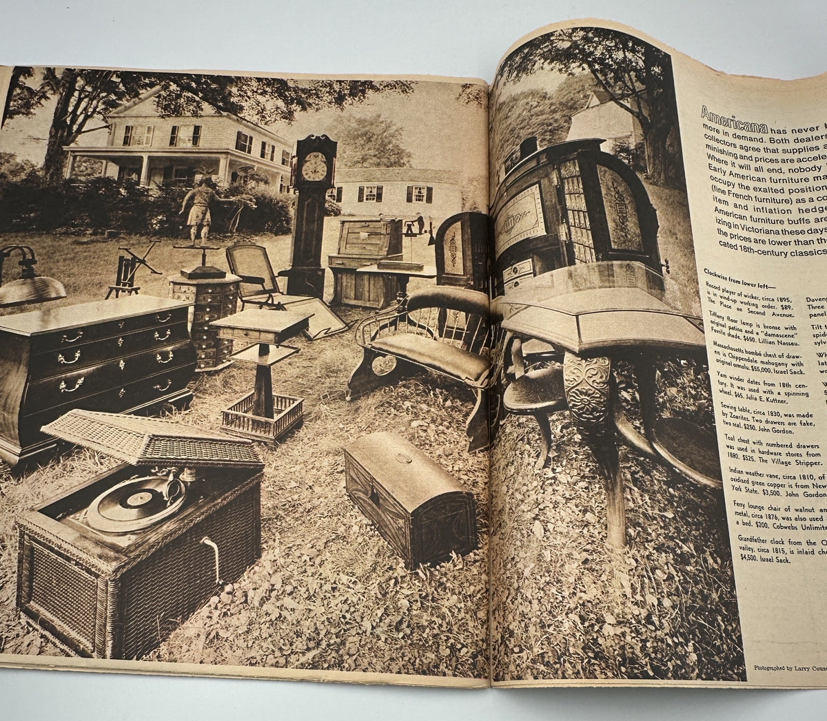 The New York Times Magazine September 28, 1969 presents a vintage photoshoot of outdoor furniture arranged in a scenic setting, demonstrating classic American decor of the late-1960s.