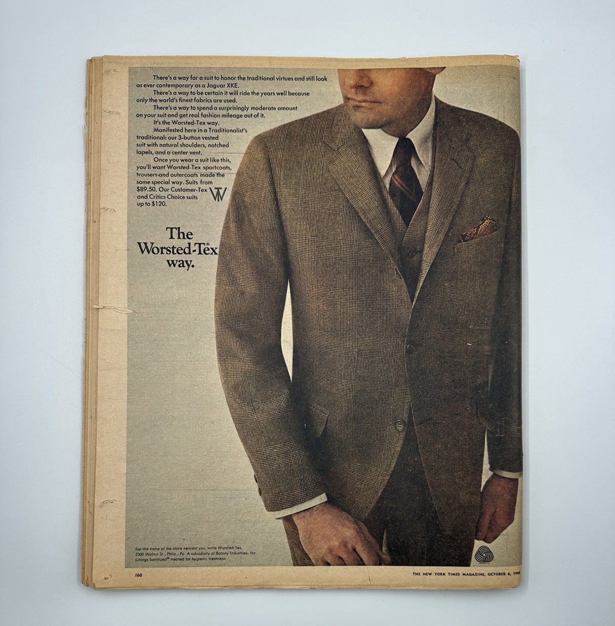 Another inside page from The New York Times Magazine, October 6, 1968, showcasing a stylish suit advertisement, reflecting the fashion trends of the period.