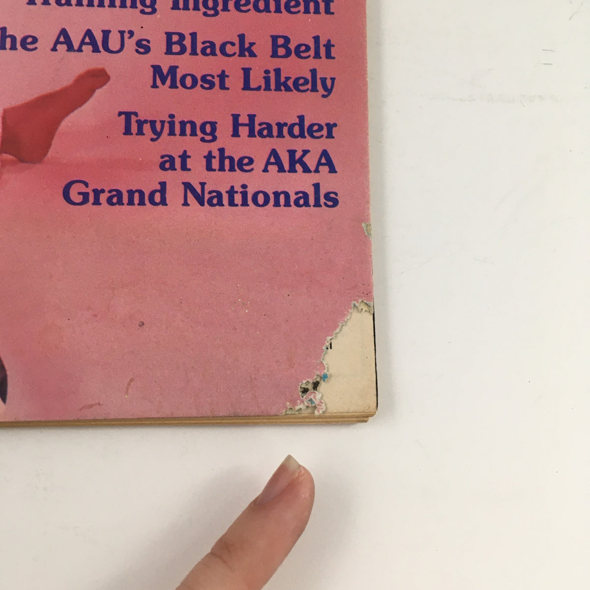 Close-up of the back cover of Karate Illustrated Magazine October 1980 Vol 11 #10 displaying article headlines and a worn edge typical of vintage publications.