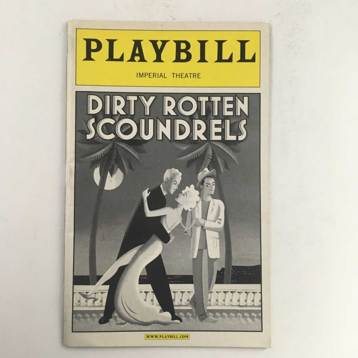 2005 Playbill for Dirty Rotten Scoundrels at Imperial Theatre featuring a classic black and white design with characters in an elegant pose.