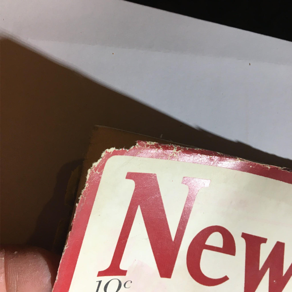 Close-up shot of the edge of the July 10, 1939 Newsweek Magazine, displaying wear and tear on the cover.