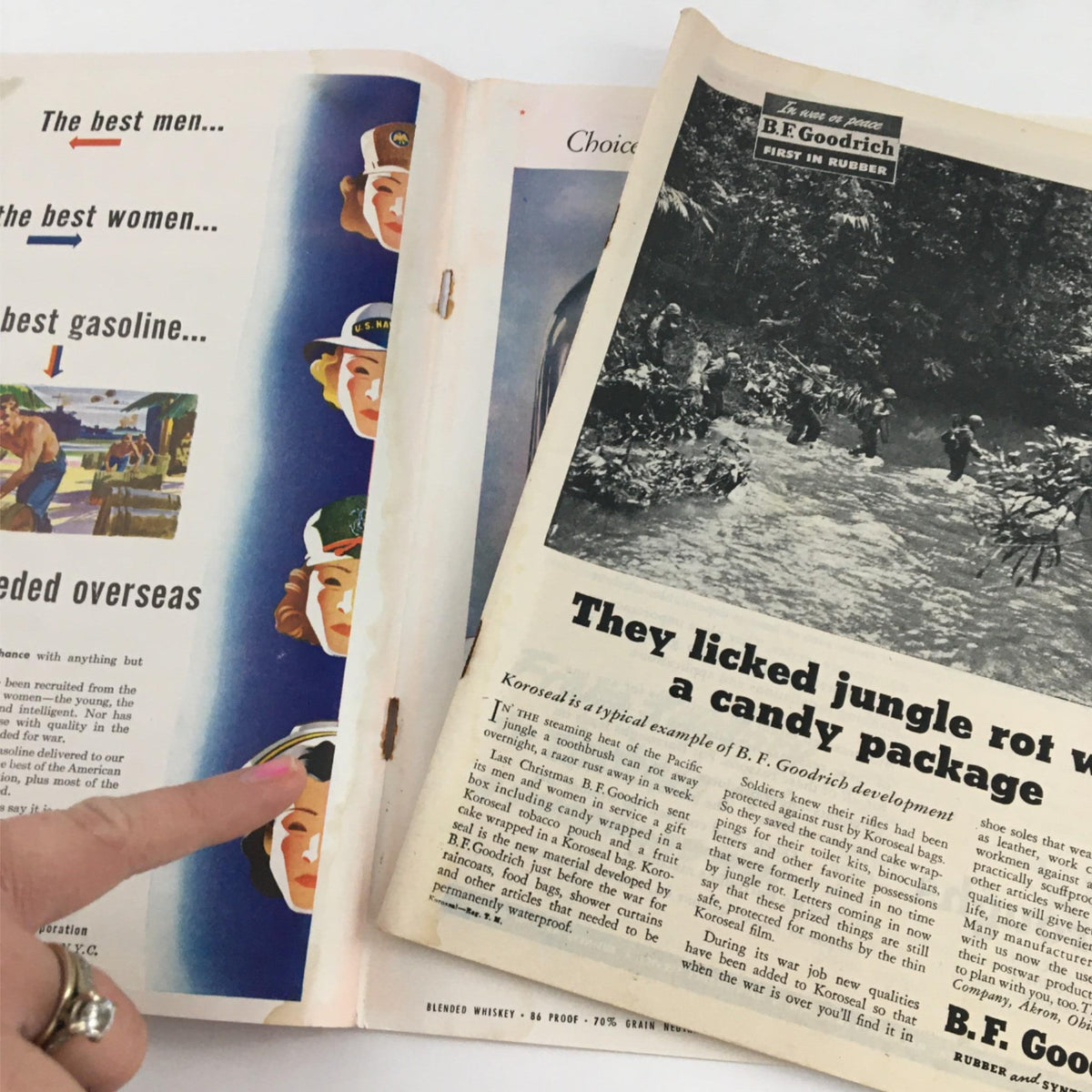 Interior pages of Newsweek Magazine August 13, 1945 featuring advertisements and articles, reflecting the historical context after World War II.