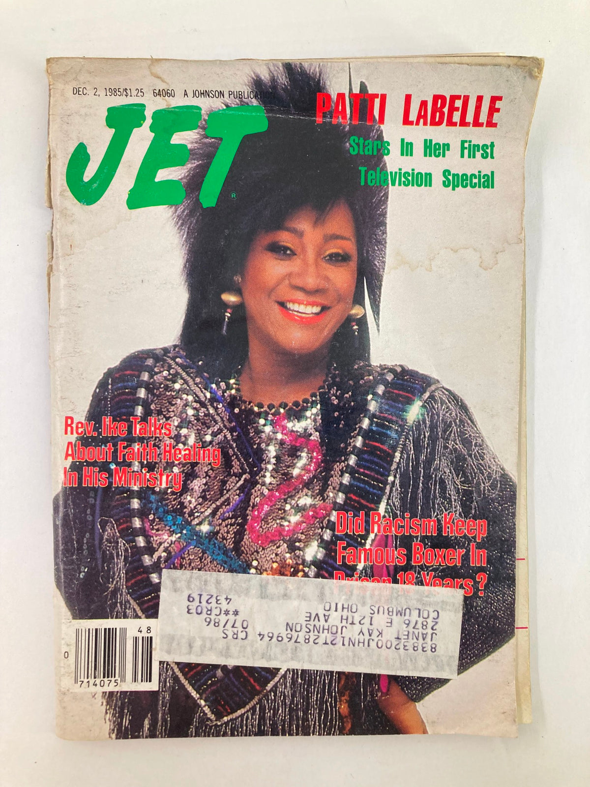 Cover of VTG Jet Magazine December 2 1985 Vol 69 #12 featuring Patti LaBelle, announcing her first television special.