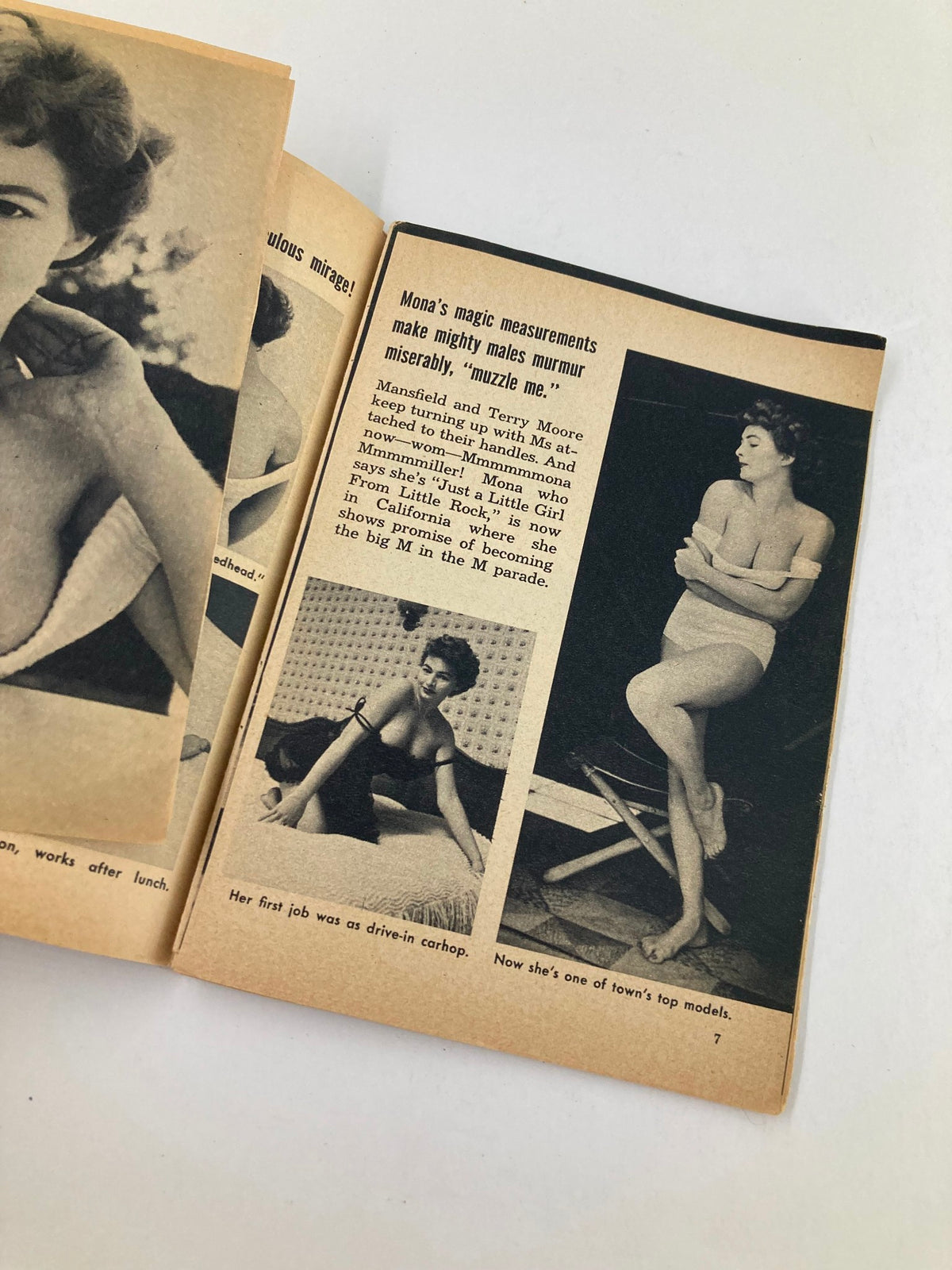 Interior page of the VTG Show Magazine July 1984, highlighting photos and stories of models, emphasizing 1980s culture and glamour.