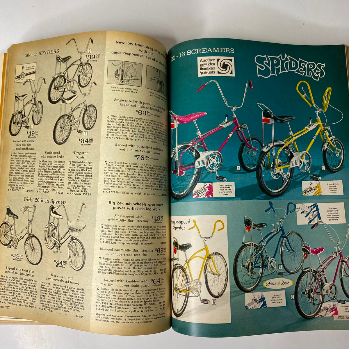 1969 Sears Spring Through Summer Catalog with a selection of children's bicycles, showcasing popular retro styles and designs for young riders.