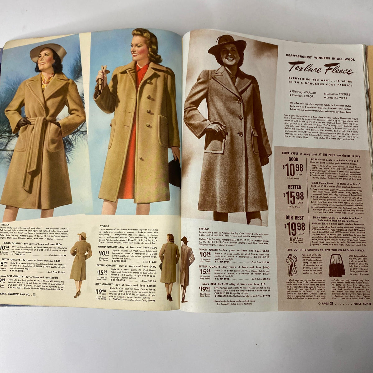 1941 - 1942 Sears Fall and Winter Catalog showcasing vintage women's coats and outerwear, highlighting fashion trends from the early World War II era.