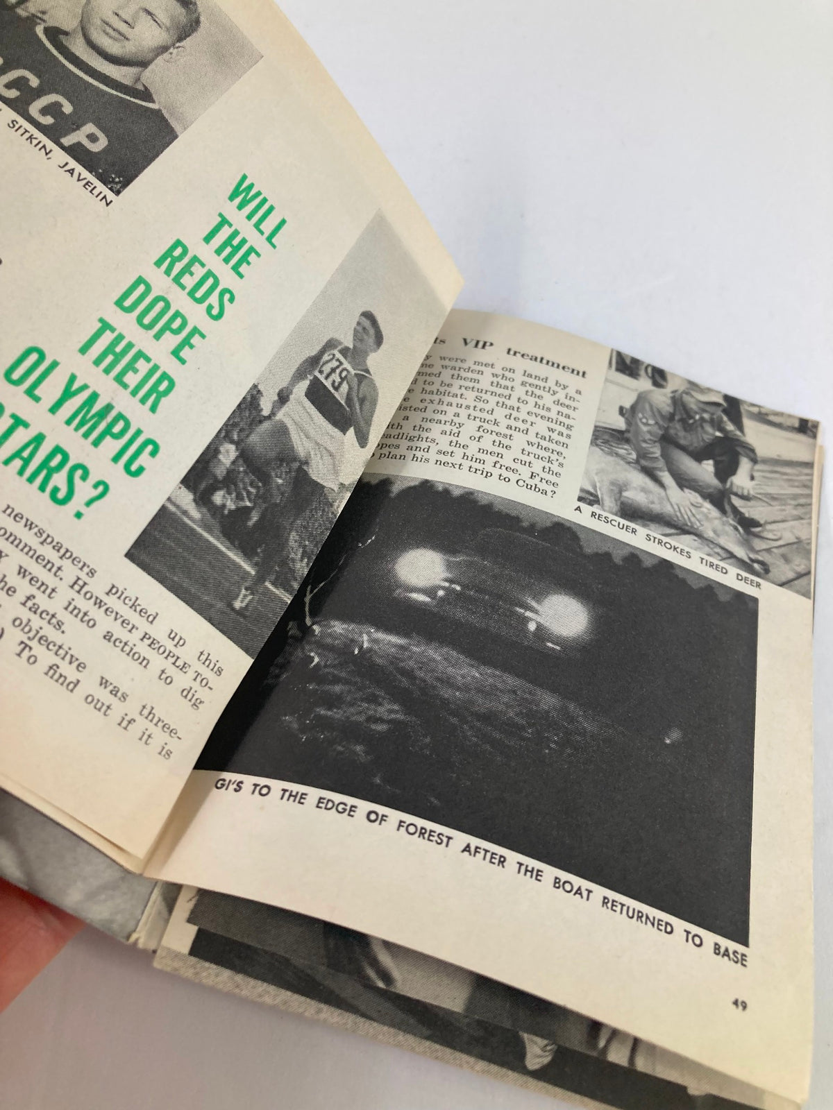 Interior page of VTG People Today Magazine September 1956 discussing Olympic athletes with visuals, offering a glimpse into the magazine's content.
