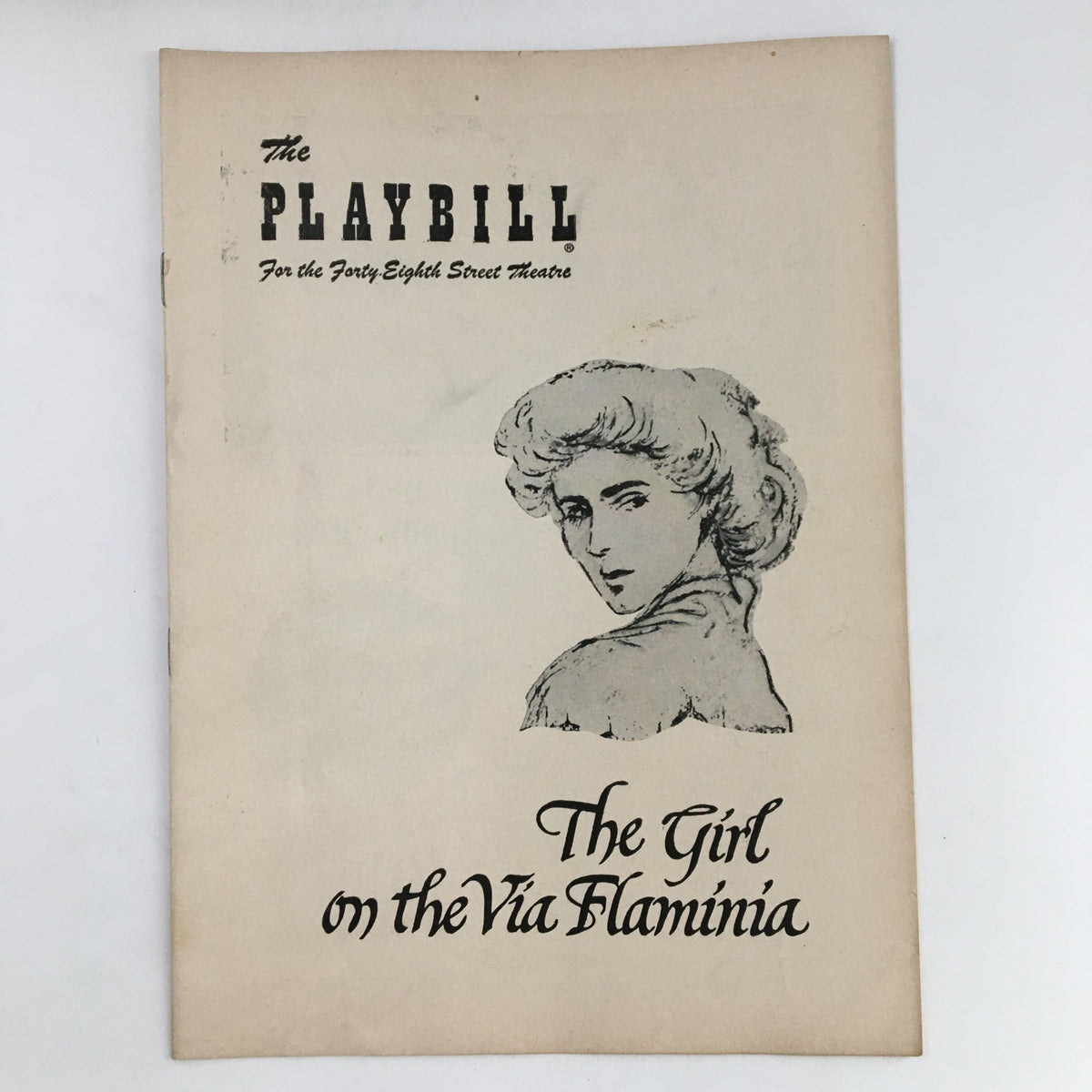 1954 Playbill for The Girl On The Via Flaminia featuring a cover illustration with a woman's portrait, representing mid-20th century theatre collectibles.