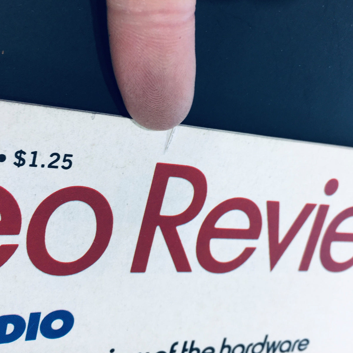 Close-up detail of the April 1981 Stereo Review Magazine cover showing a small rip, with the magazine title clearly visible.