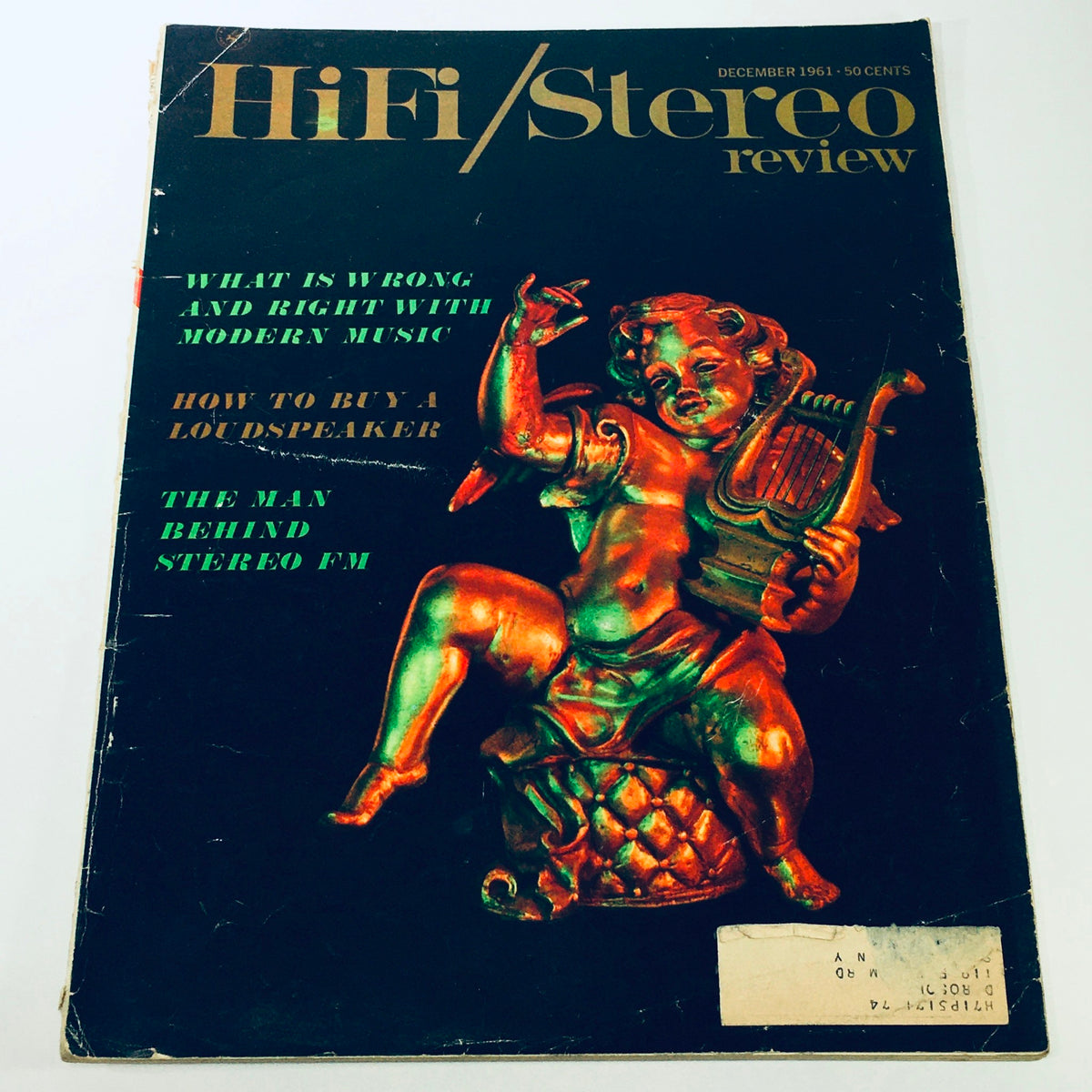 VTG HiFi Stereo Review Magazine December 1961 featuring an artistic cherub on the cover, highlighting topics like stereo FM, modern music, and loudspeaker buying tips.