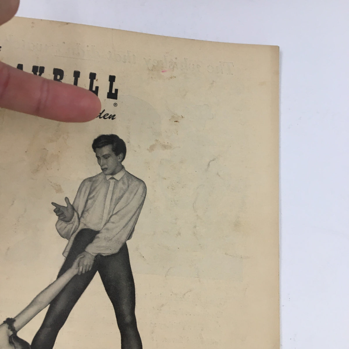 Close-up of the 1949 Playbill for Winter Garden showing Roland Petit's Les Ballets De Paris in Carmen with a dancer depicted in a striking pose.