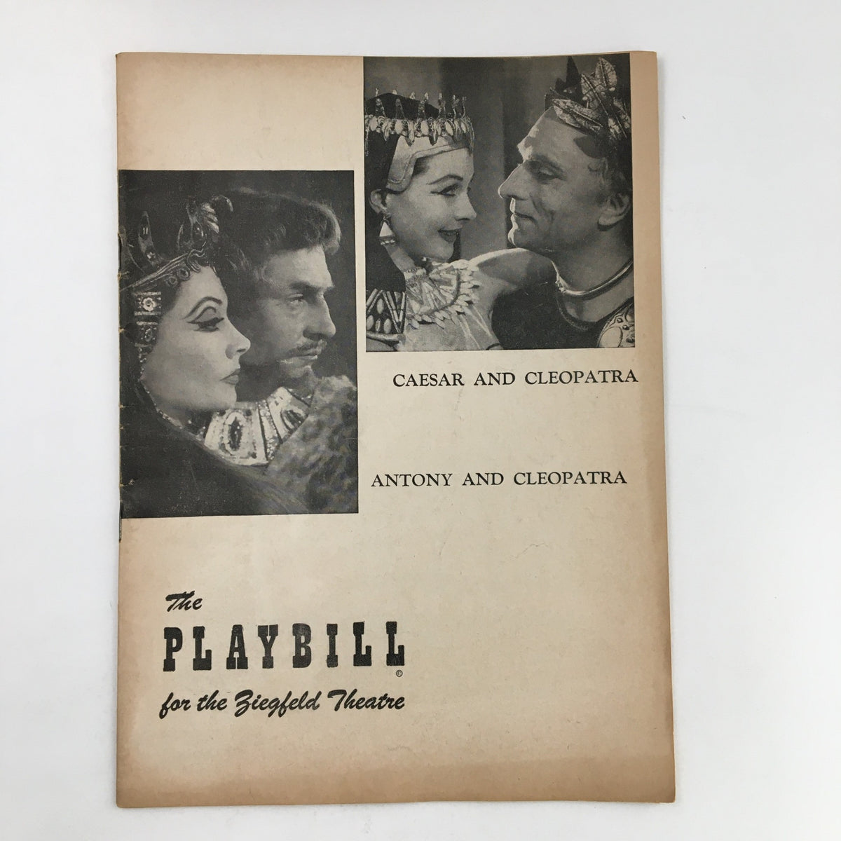 Front cover of the 1952 Playbill for The Ziegfeld Theatre presenting Caesar and Cleopatra, featuring images of the characters Caesar and Cleopatra.