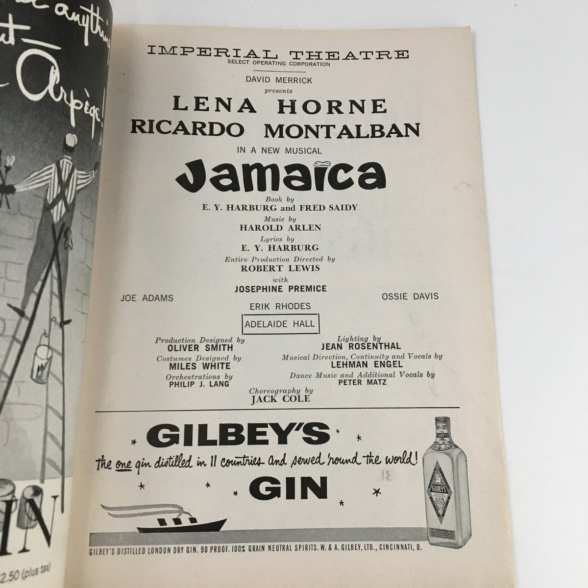 1957 Playbill from the Imperial Theatre featuring Lena Horne and Ricardo Montalban in the musical Jamaica, showcasing cast details and production information.