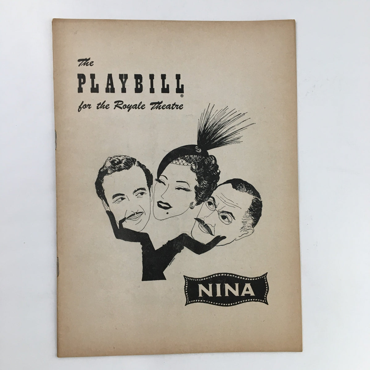 1951 Playbill for the Royale Theatre featuring Gloria Swanson and Alan Webb in 'Nina' with illustrated character faces.