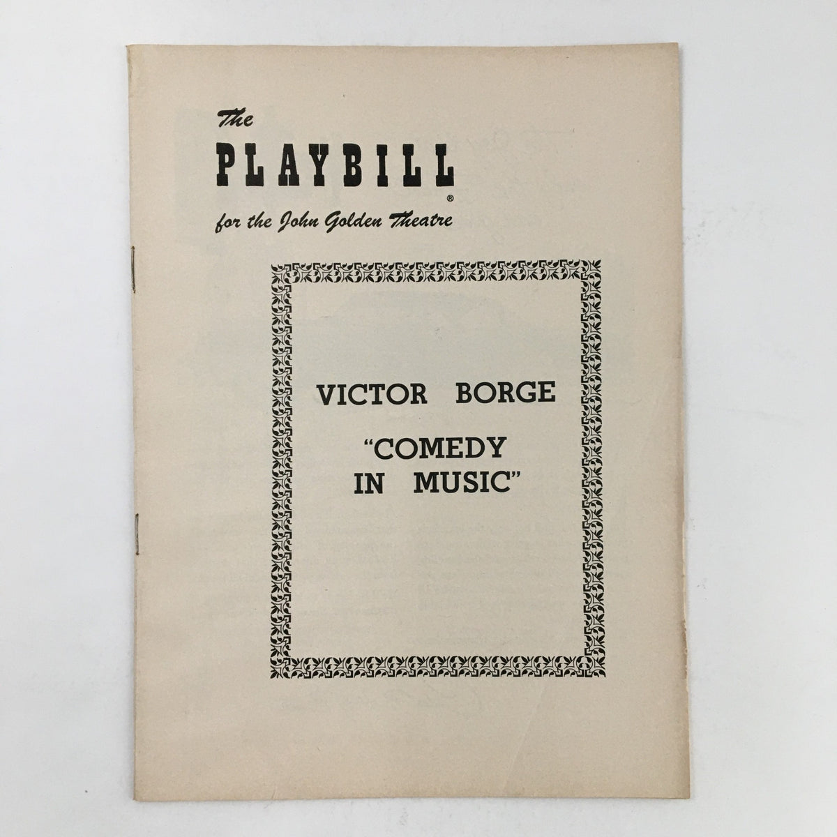 1955 Playbill for the John Golden Theatre featuring Victor Borge's 'Comedy In Music' on the cover.