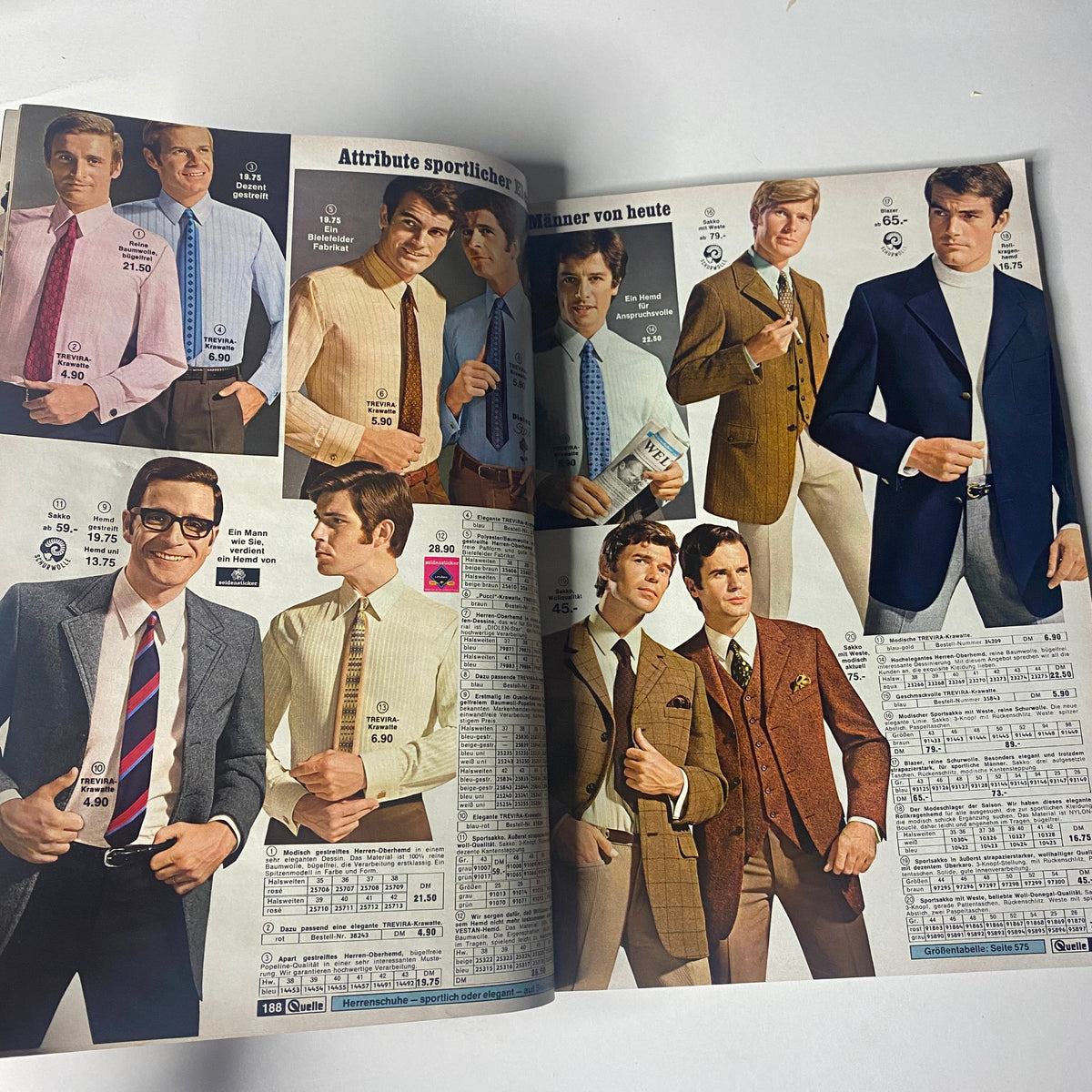 1969 Quelle Summer Catalog highlighting fashionable men's attire including ties and suits, illustrating the classy styles of the 1960s.