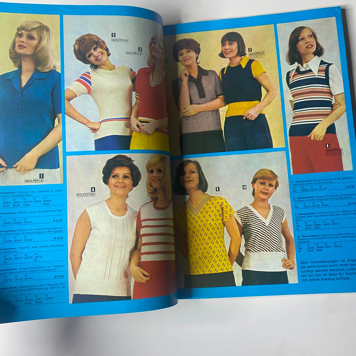 1975 Konsument Summer Catalog displaying East German women's casual tops in various styles and colors, reflecting 1970s fashion aesthetics.