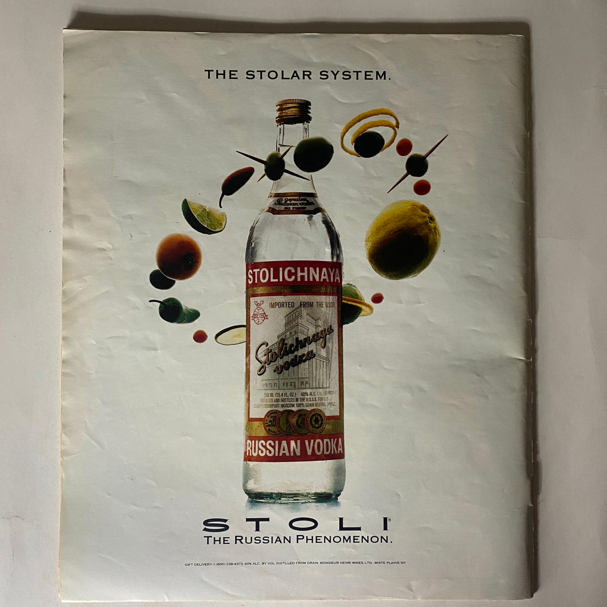 Back advertisement page of Spin Magazine June 1991 Vol 7 No. 3 featuring Stolichnaya vodka, emphasizing its appeal with vibrant visuals.
