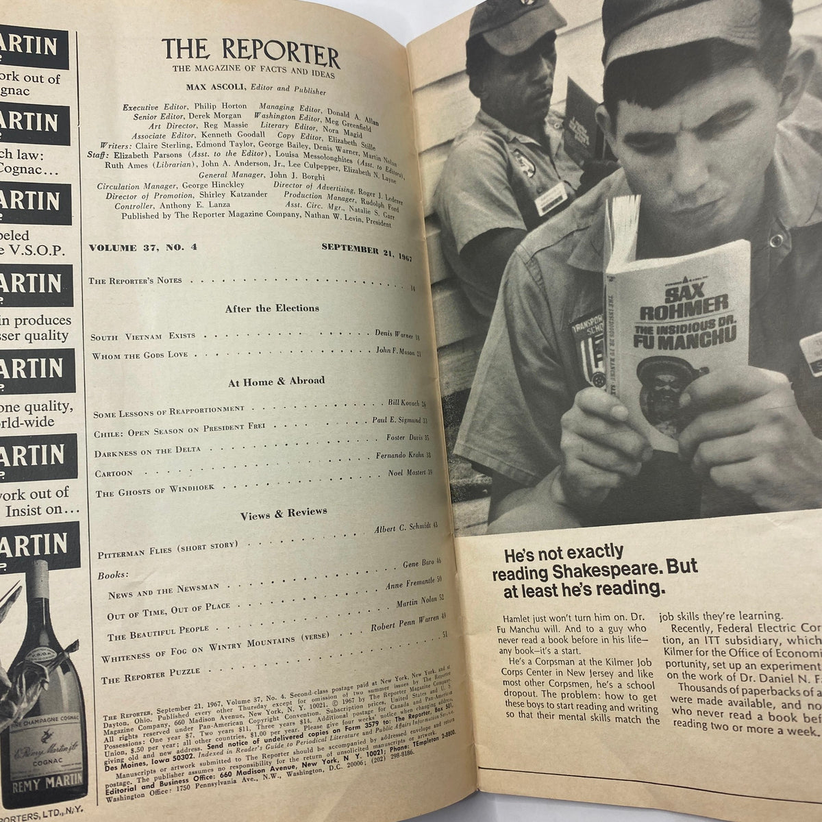 Interior page of VTG The Reporter Magazine September 21 1967 displaying articles and images about Vietnam, instantly capturing historical journalism from the era.