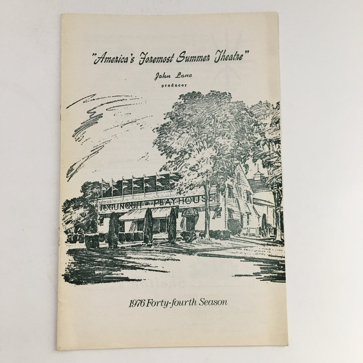 Cover image of '1976 Forty-Fourth Season john Lane Presents Sabrina Fair by Samuel Taylor' featuring a sketch of the Ignatious Playhouse. A depiction of the venue associated with the theatrical production.