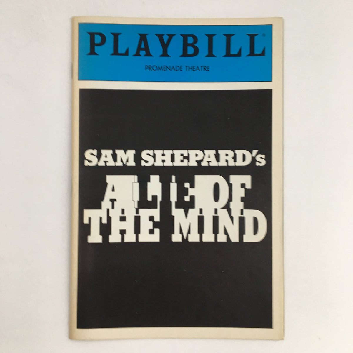 1986 Playbill for Sam Shepard's A Lie of the Mind at the Promenade Theatre, featuring a minimalist cover design.