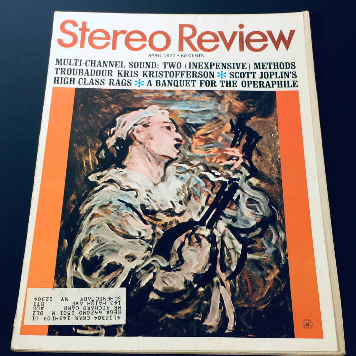 Cover of VTG Stereo Review Magazine from April 1971 featuring Scott Joplin and Kris Kristofferson, highlighting multi-channel sound and music articles.