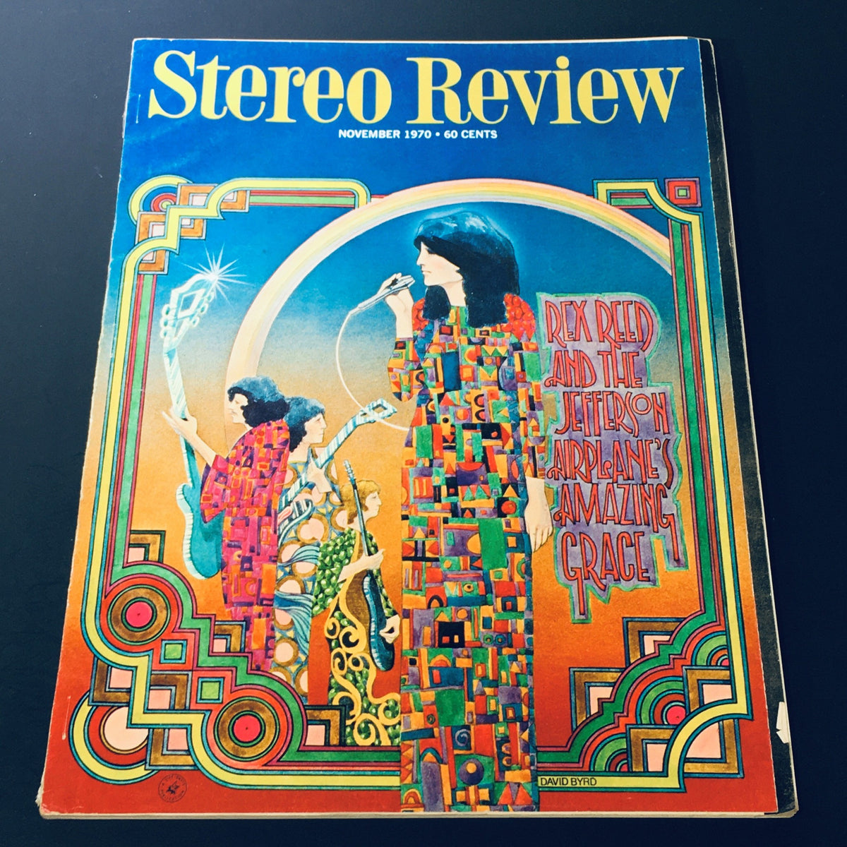 Cover of VTG Stereo Review Magazine November 1970 featuring Rex Reed and The Jefferson Airplane, showcasing vibrant psychedelic art and music culture of the era.