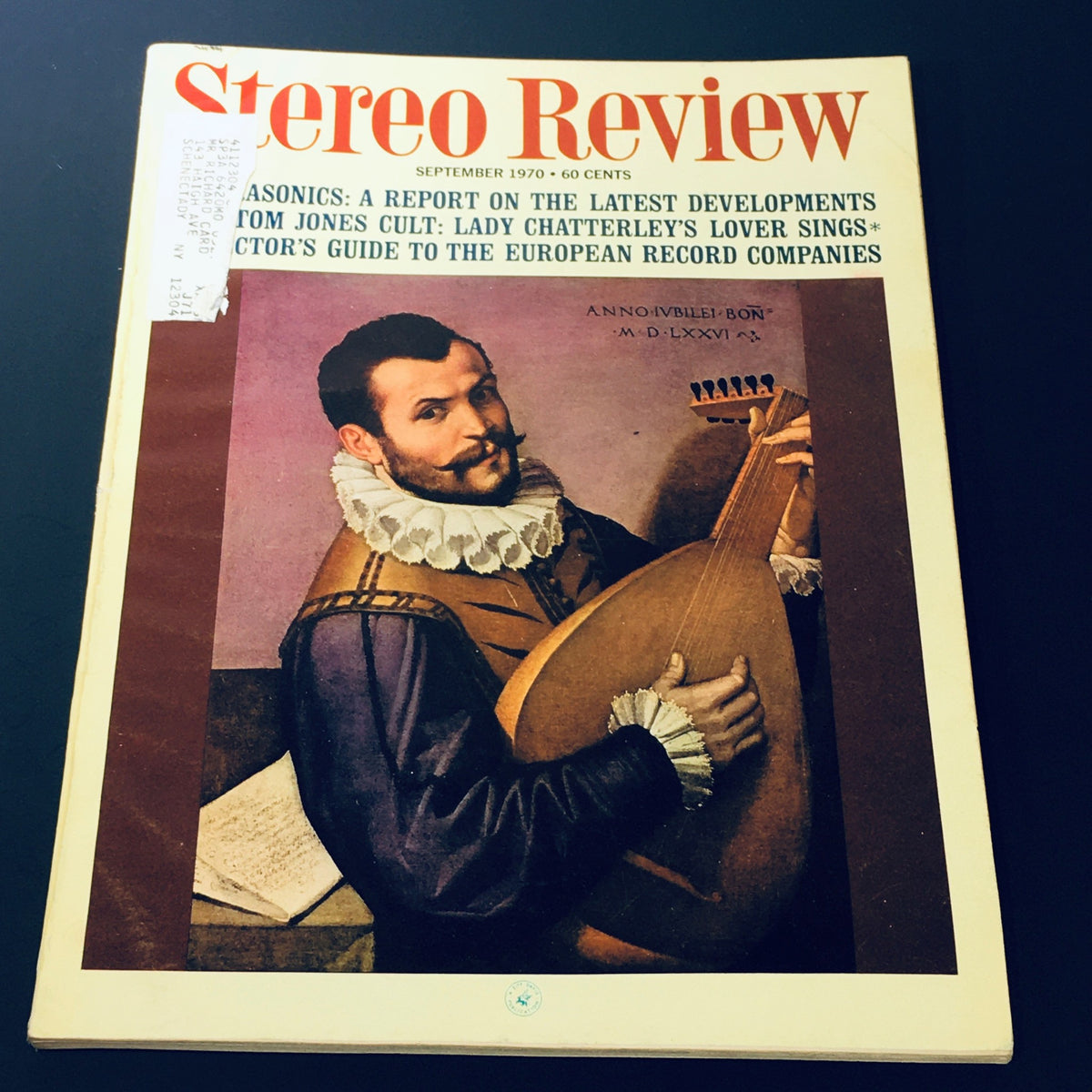 Vintage Stereo Review Magazine September 1970 featuring the cover story 'Lady Chatterley's Lover Sings' with an artistic depiction of a man holding a lute, showcasing the cultural intersection of literature and music from the early 1970s.