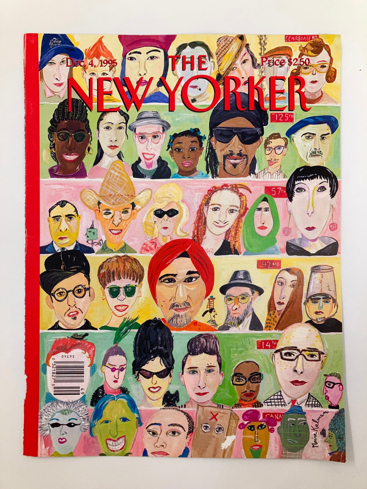COVER ONLY The New Yorker December 4 1995 Crosstown Traffic by Maira Kalman showcasing a vibrant collage of characters with unique features and artistic flair.